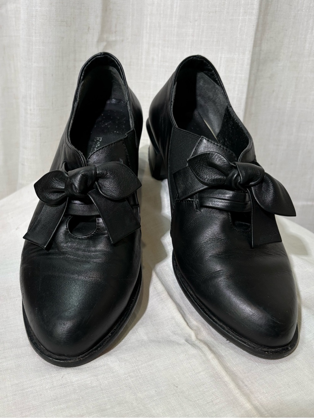 Ethan Valdes Lisbon Black Leather Bow Tie Mary Jane Oxfords